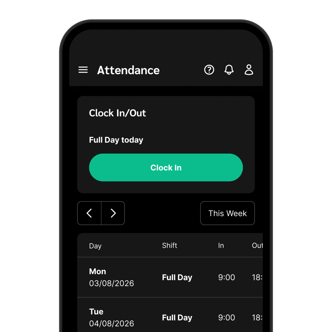 Attendance on mobile